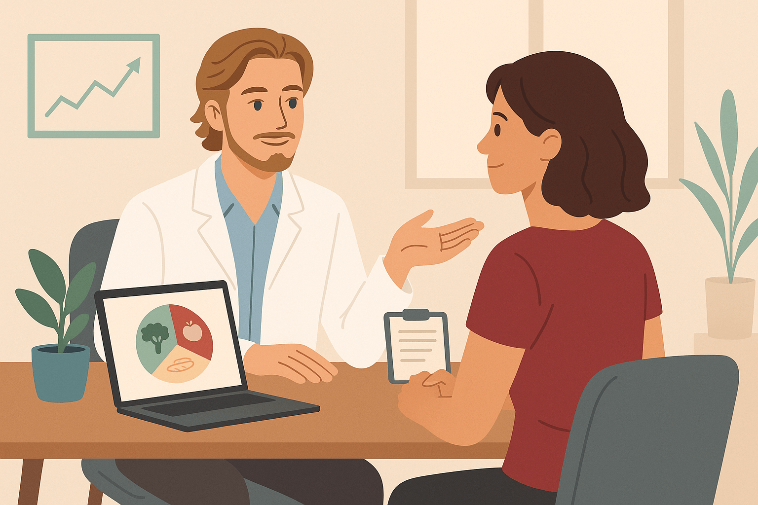 caso studio nutrizionista sportivo mentre visita paziente